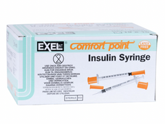 Exel U-100 ComfortPoint ½ ml Lo-Dose Insulin Syringe 28G x ½" (BY CASE)