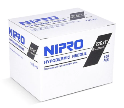 Nipro Hypodermic Needle 22G x 1" (BY CASE)