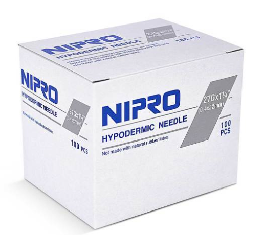 Nipro Hypodermic Needle 27G x 1 ¼" (BY CASE)