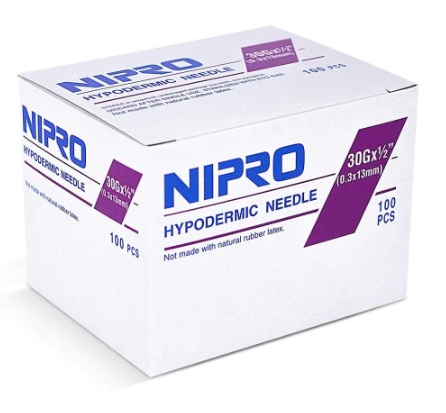 Nipro Hypodermic Needle 30G x ½" (BY CASE)