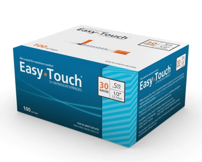 MHC EasyTouch U-100 Insulin Syringes 0.5cc x 30G x ½" (BY CASE)