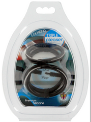 Trinity Vibes Easy Snap Triple Pleaser Cock Ring (Black)