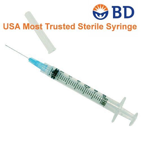 BD 3cc 25G x 5/8 Luer Lok Syringe & Needle Combo (10 pack
