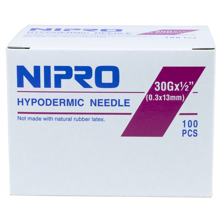Disposable Hypodermic Needles 30G x 1/2" (50 pack)