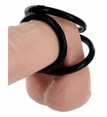 Trinity Vibes Easy Snap Triple Pleaser Cock Ring (Black)