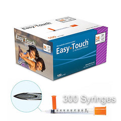 3 Boxes (300 Syringes) - EasyTouch 1/2cc 28G x 1/2"