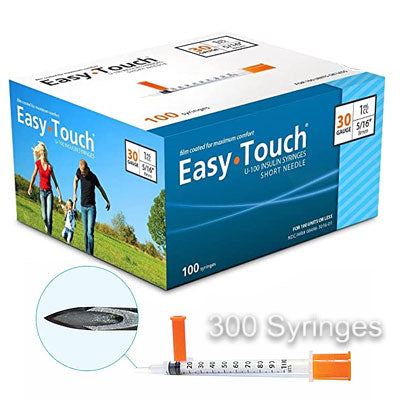 3 Boxes (300 Syringes) - EasyTouch 1cc 30G x 5/16"